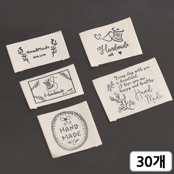 [모핸] 핸드메이드 면라벨, 소잉-혼합(5종), 30개 상세 이미지 1