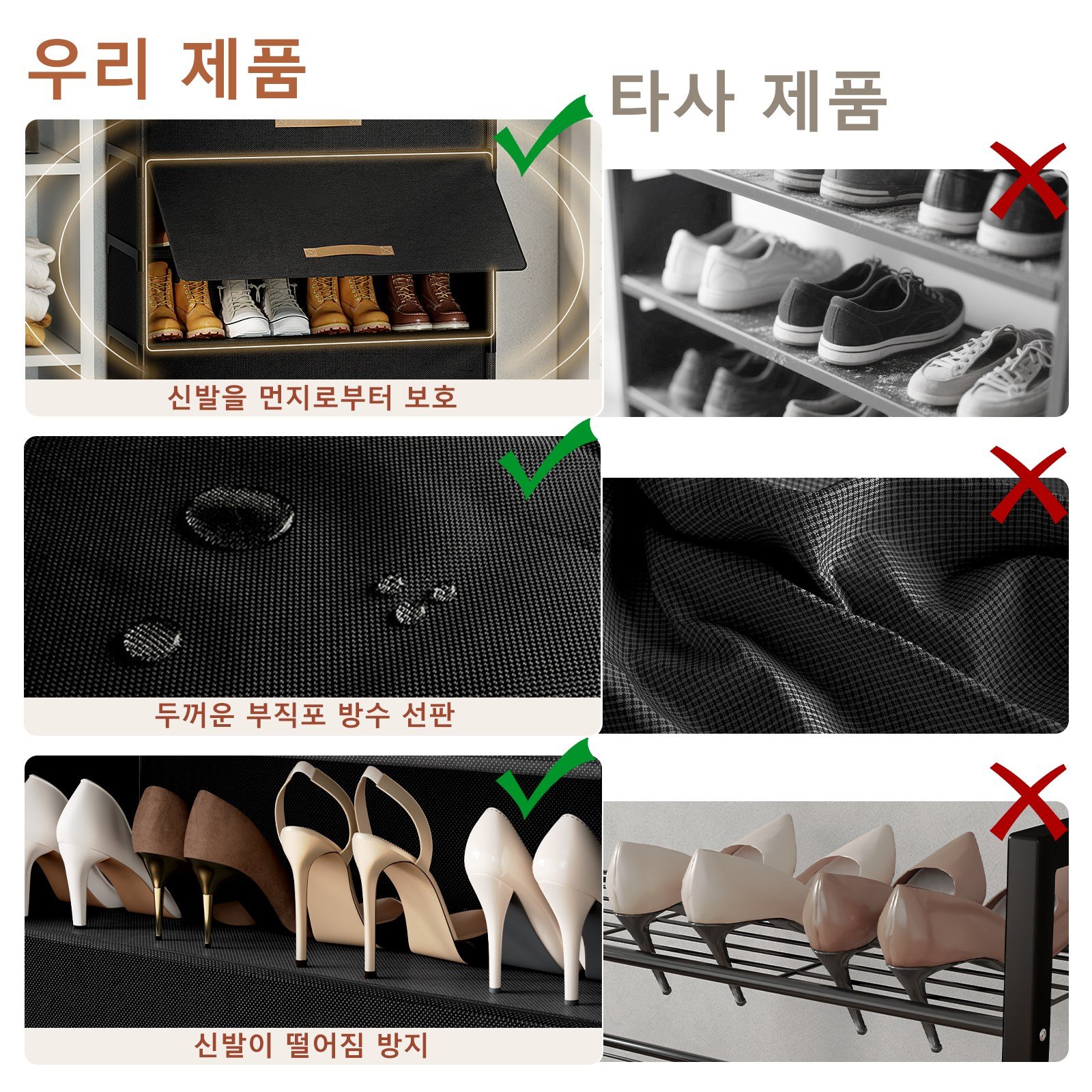 ONESOWON 현관 슬림 신발장 대용량 도어형 신발정리함 수납장700, 블랙, 3단할인 상세 이미지 2
