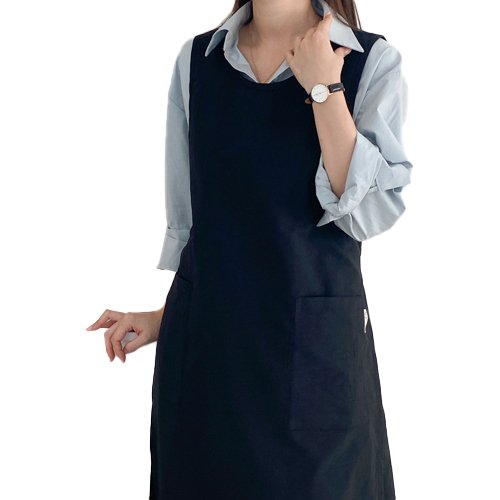 한스데이 국내 제조 방수 롱트임 앞치마, 블랙, 1개 상세 이미지 1