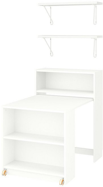 이케아 빌리+베리스훌트 책장세트+접이식테이블, 화이트