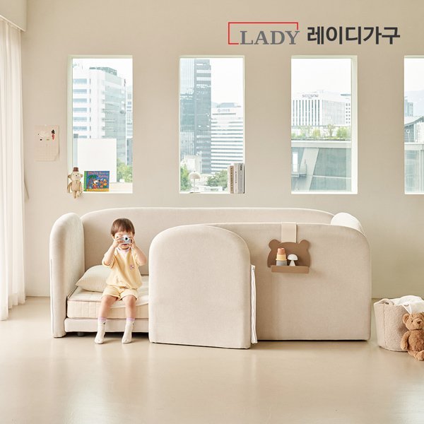 레이디가구 푸딩 기능성 패브릭 도어형 데이베드 SS_딴딴이 14, 바닐라베이지 상세 이미지 1