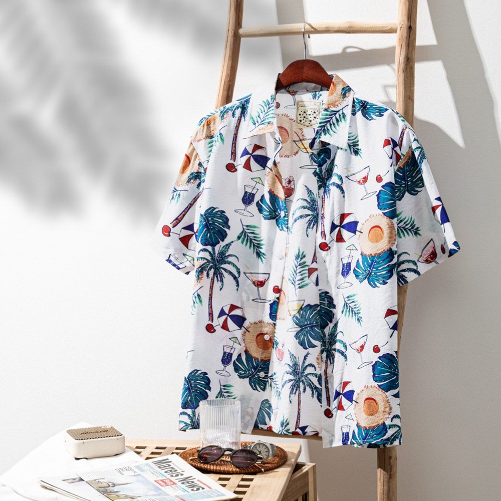 모니즈 M(95)~4XL(130) 빅사이즈 에메랄드 바캉스 하와이안 반팔 셔츠 남방 SHT40 상세 이미지 2