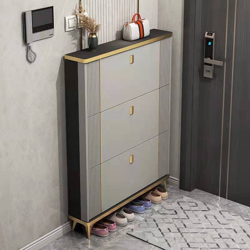 초슬림 현관 신발장 대용량 신발수납장 모던 럭셔리 신발장, 그레이60*17*120CM, 3단 상세 이미지 1