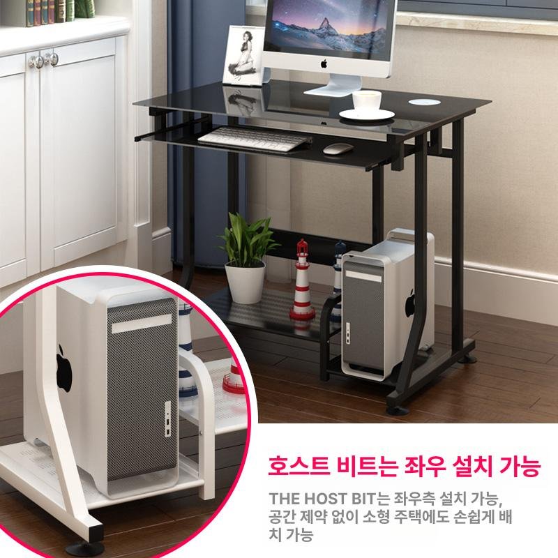 미니 컴퓨터 책상 가정용 데스크탑 이동식 공간활용, 60x50 화이트 우드 표면 상세 이미지 2