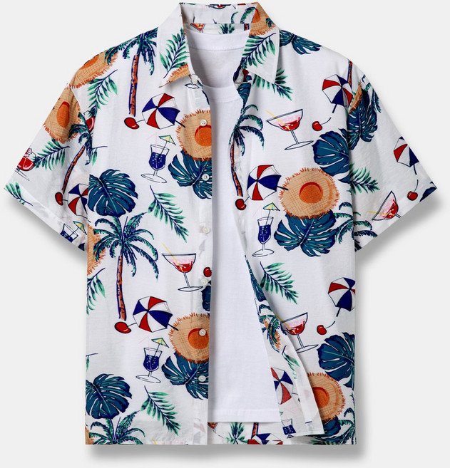 모니즈 M(95)~4XL(130) 빅사이즈 에메랄드 바캉스 하와이안 반팔 셔츠 남방 SHT40