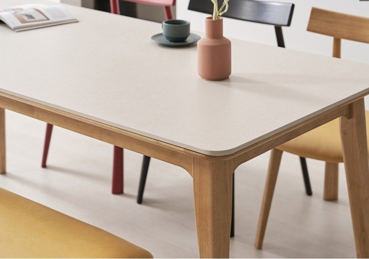 보니애가구 교체용 세라믹 포세린 식탁 테이블 상판 스몰라운드 1800 x 800mm 방문설치, 로코코베이지, 6인용 상세 이미지 1