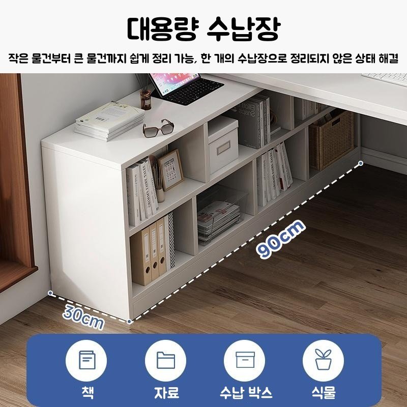 ㄱ자 책상 모던 코너 책상 컴퓨터 사무용 멀티 데스크 테이블 책상 학생 책상 1200, 흰색할인 상세 이미지 2