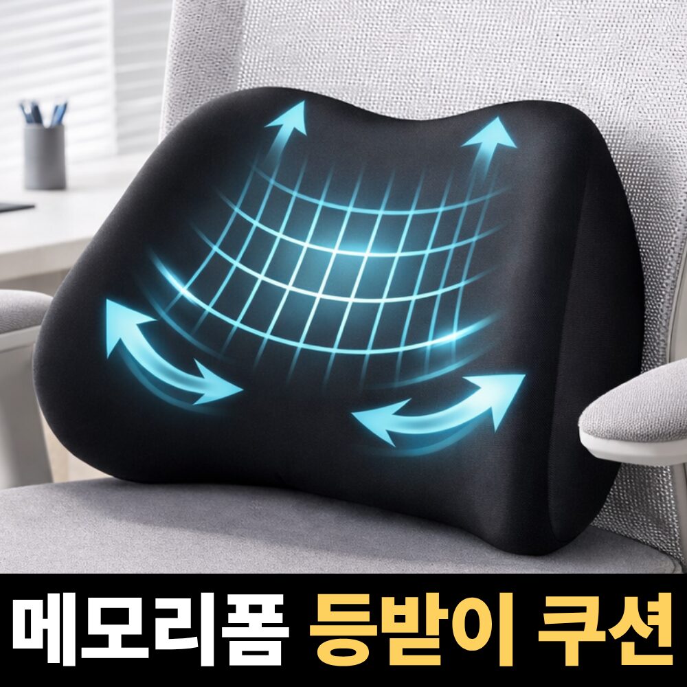 라인오브 메모리폼 허리 등받이 쿠션, 블랙(black)할인 상세 이미지 1